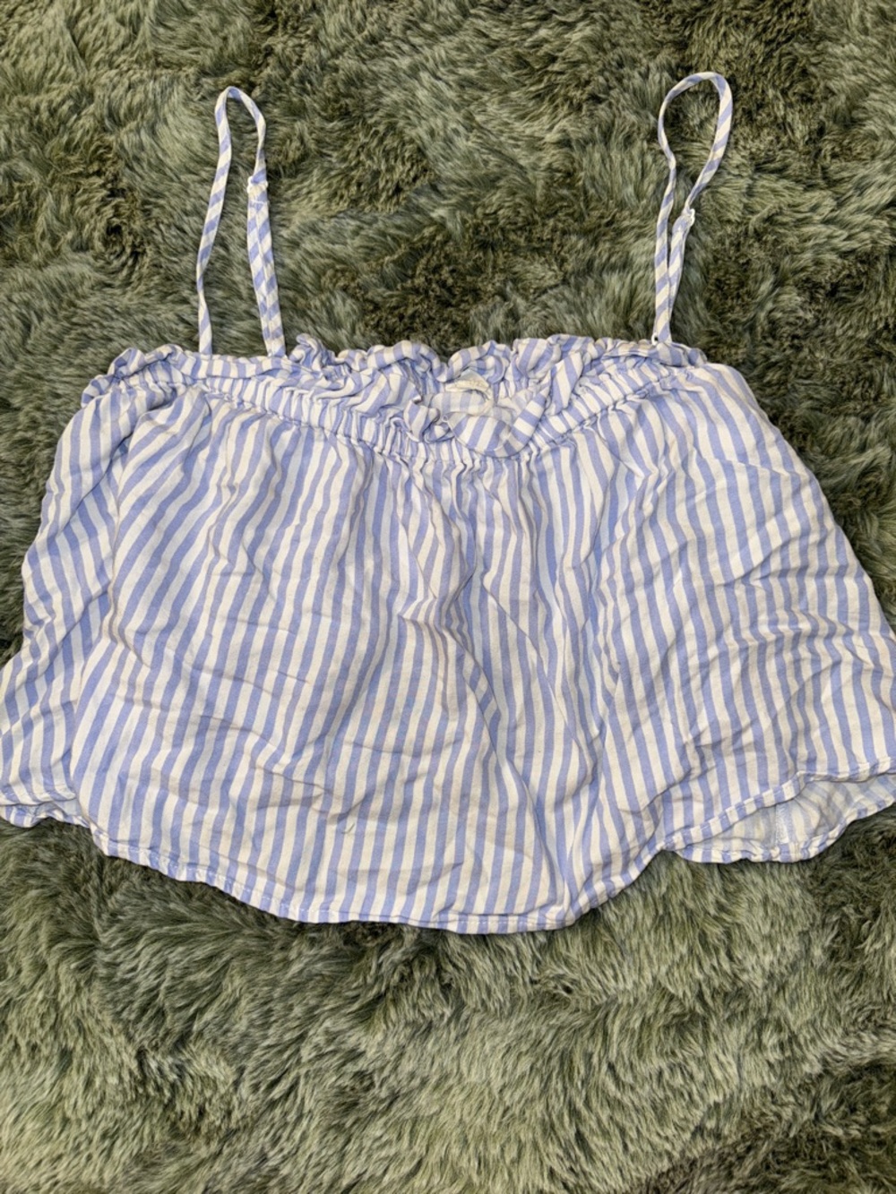 Garage Blue and White Striped Crop Tank